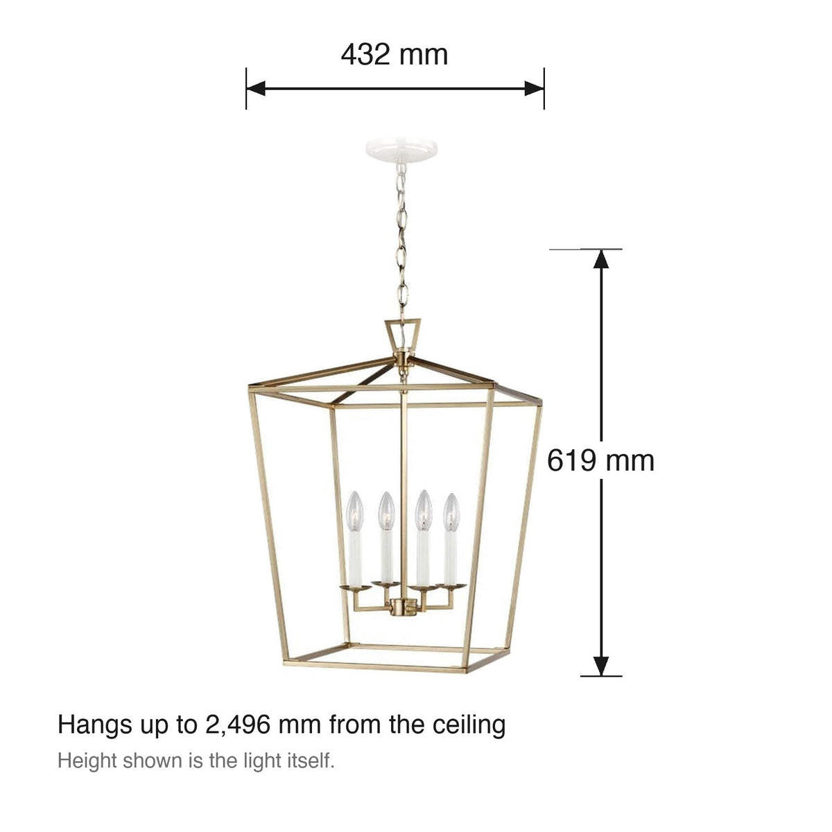 Dianna Medium Pendant by Visual Comfort dimensions in millimetres