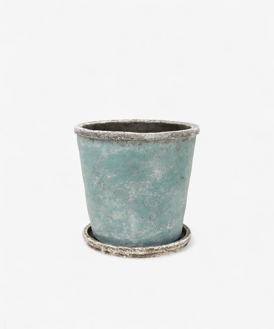 Sea Blue Plant Pot & Saucer Large