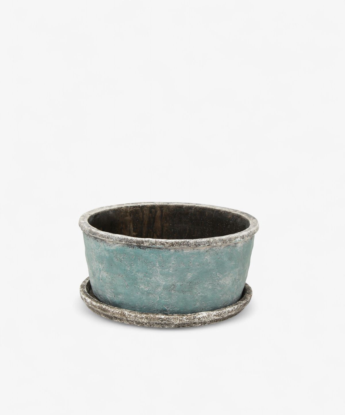 Sea Blue Wide Plant Pot & Saucer Large