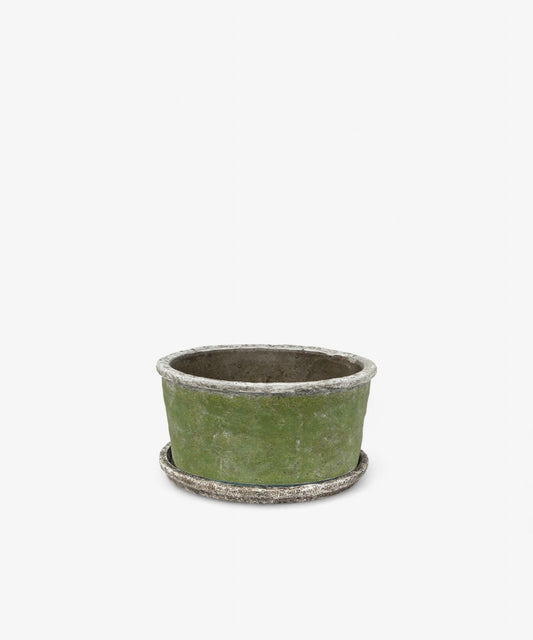 Evergreen Wide Plant Pot & Saucer Small