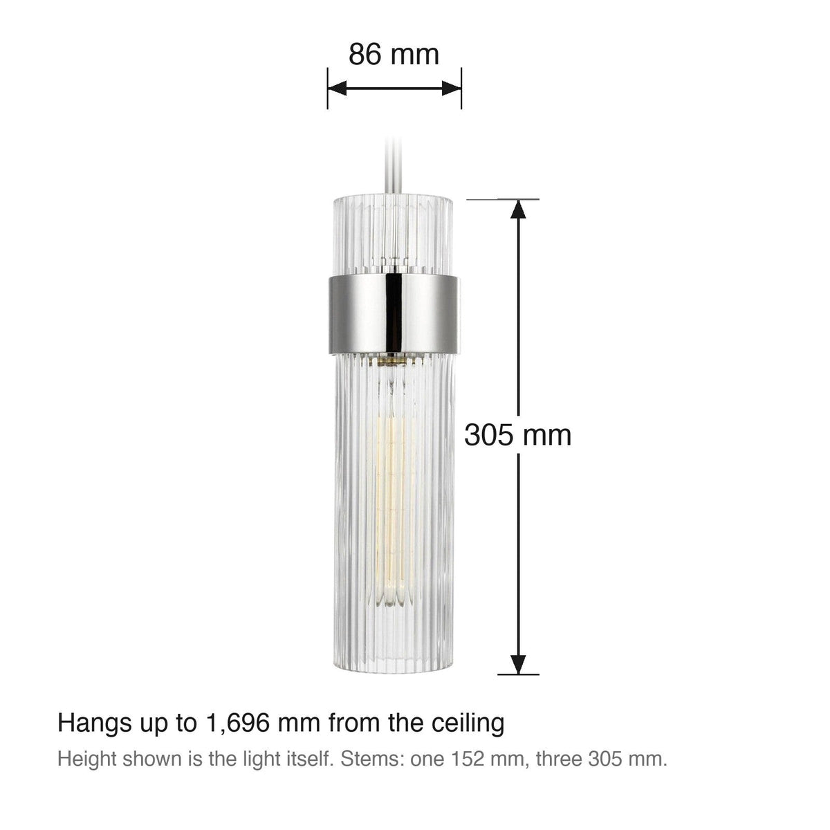 Geneva Medium Pendant by Visual Comfort dimensions in millimetres