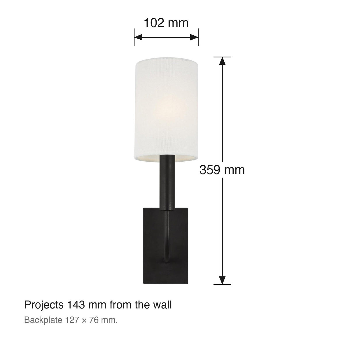 Brianna Single Wall Sconce by Visual Comfort dimensions in millimetres