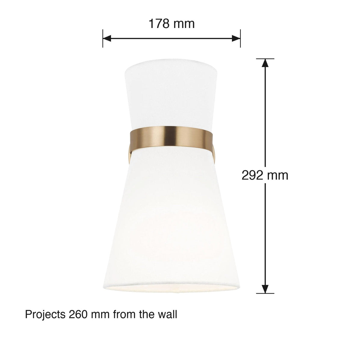 Clark Wall Sconce by Visual Comfort dimensions in millimetres