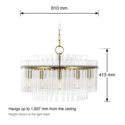 Beckett 12 Light Chandelier by Visual Comfort dimensions in millimetres