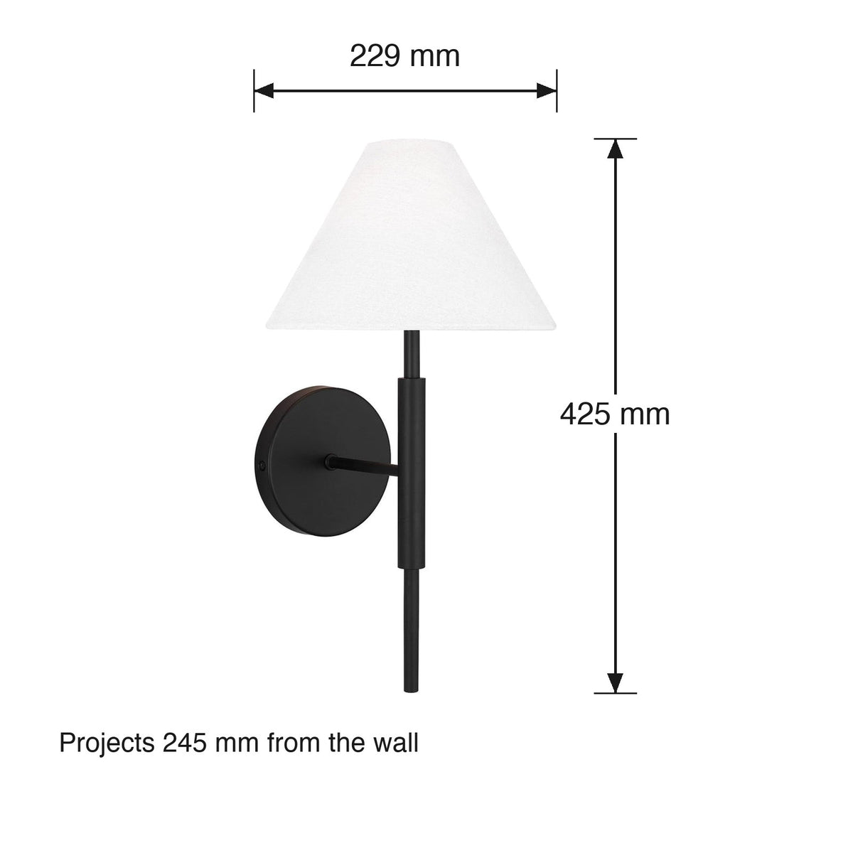 Porteau Wall Sconce by Visual Comfort dimensions in millimetres