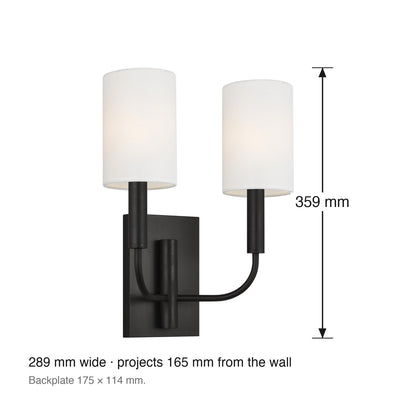Brianna 2 Light Wall Sconce by Visual Comfort dimensions in millimetres