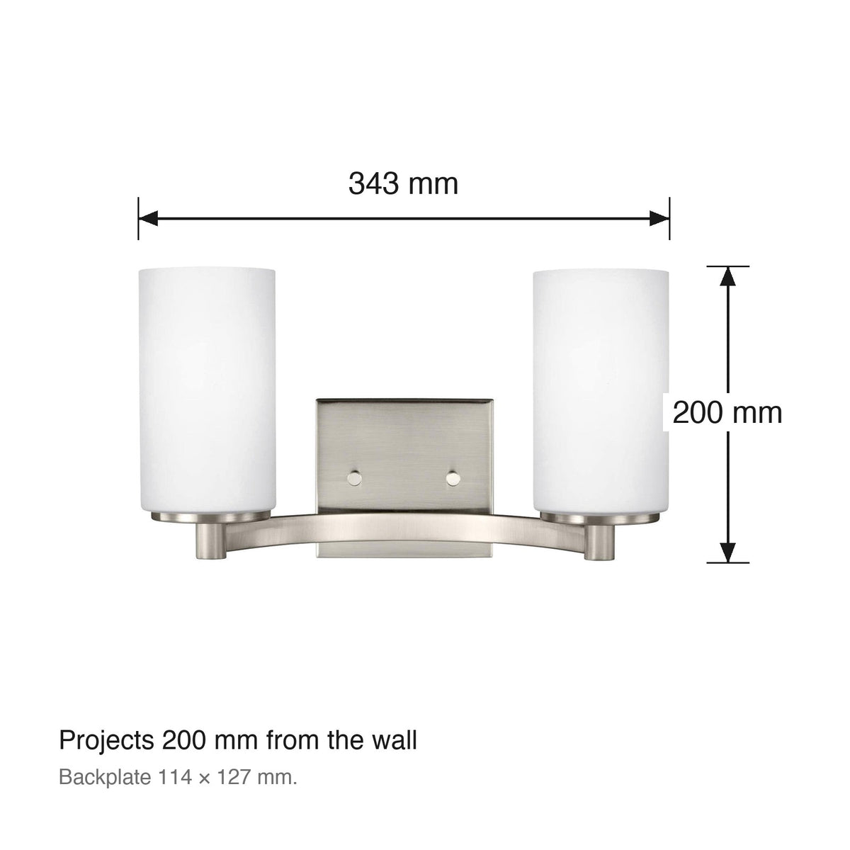 Hettinger 2 Light Wall Bracket by Visual Comfort dimensions in millimetres