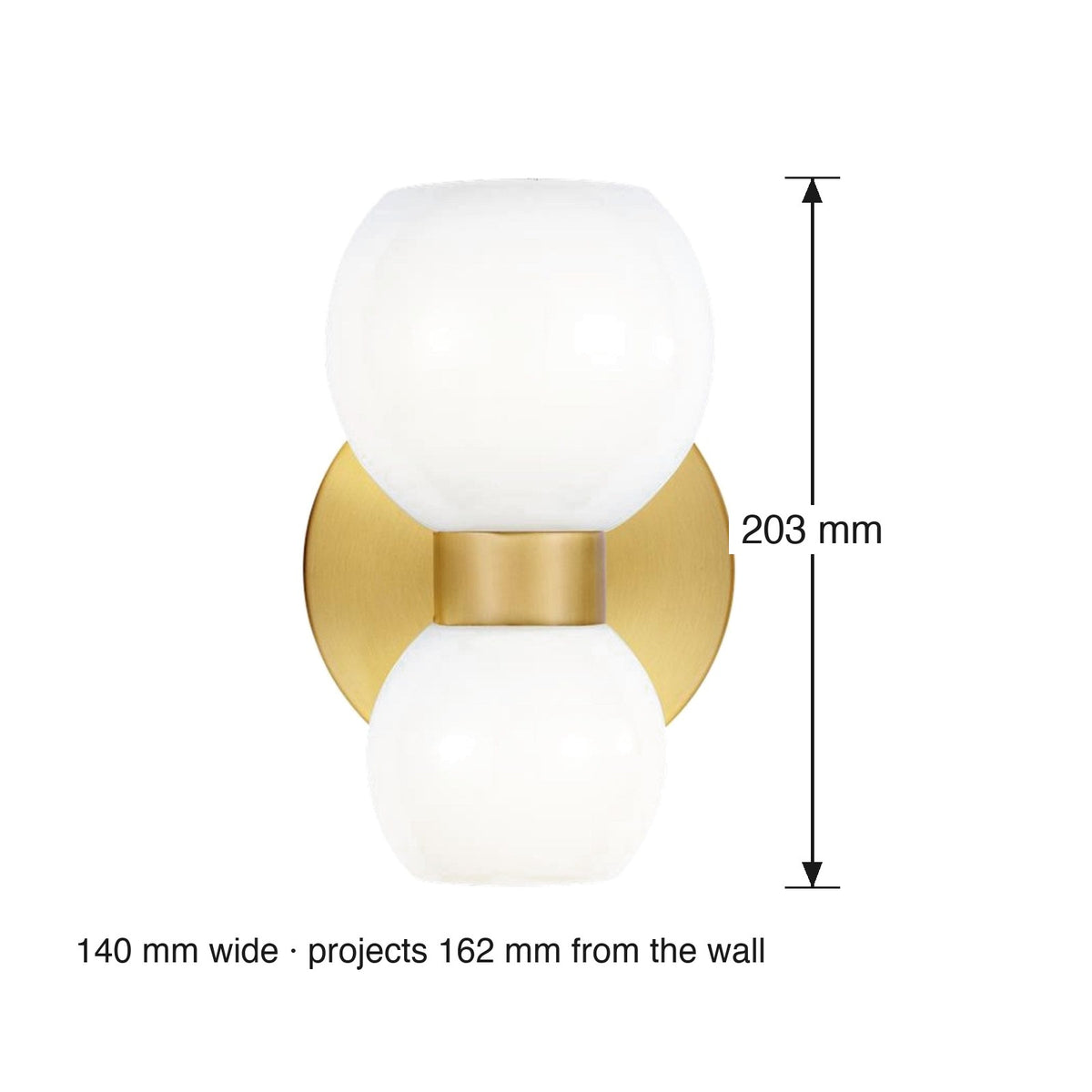 Londyn 2 Light Wall Sconce by Visual Comfort dimensions in millimetres