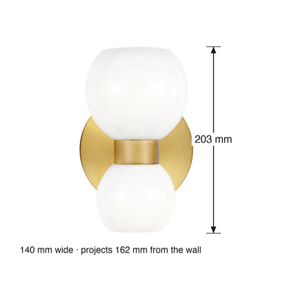 Londyn 2 Light Wall Sconce by Visual Comfort dimensions in millimetres