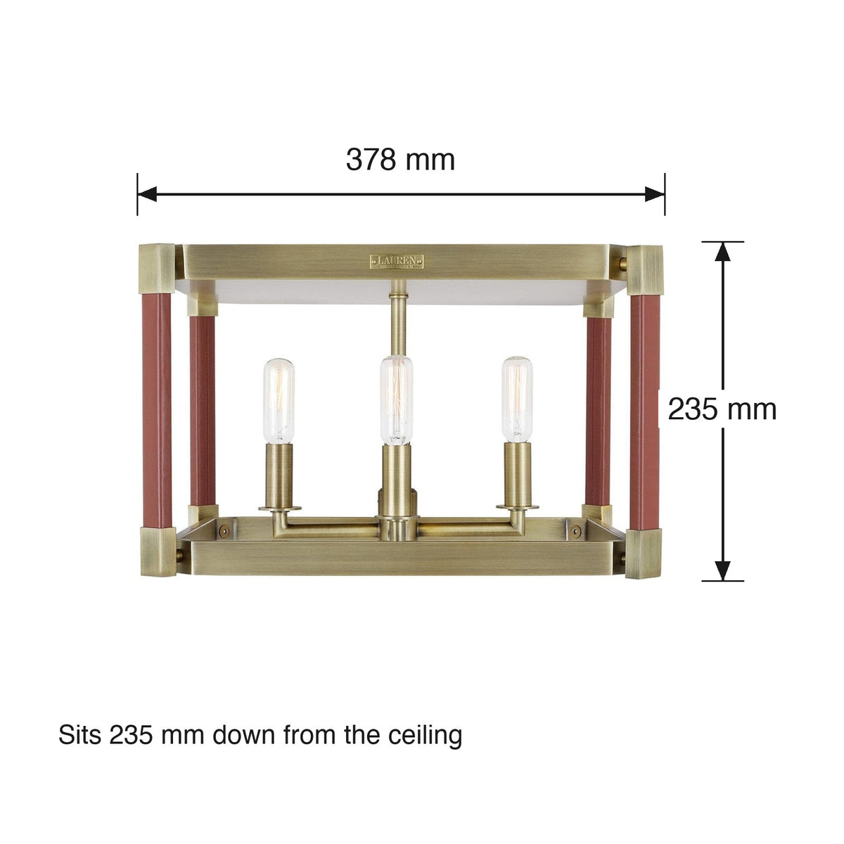 Hadley 4 Light Flush Ceiling Mount by Visual Comfort dimensions in millimetres