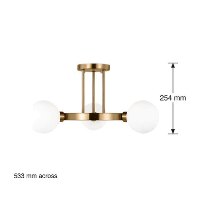 Clybourn 3 Light Semi-Flush Ceiling Mount by Visual Comfort dimensions in millimetres