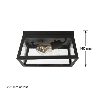 Founders 2 Light Exterior Semi-Flush Ceiling Mount by Visual Comfort dimensions in millimetres