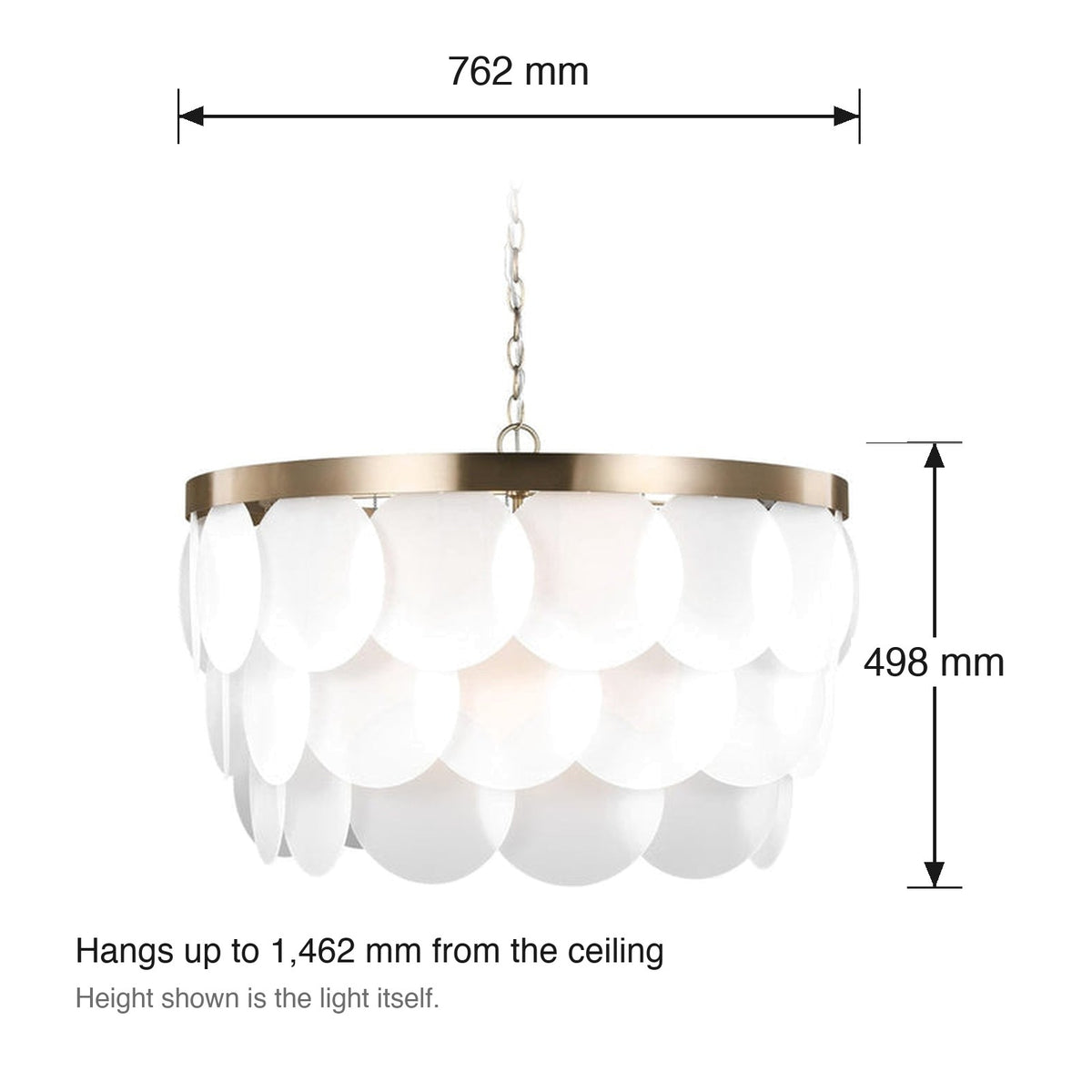 Mellita Large 8 Light Chandelier by Visual Comfort dimensions in millimetres