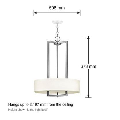 Hampton 3 Light Pendant by Hinkley dimensions in millimetres