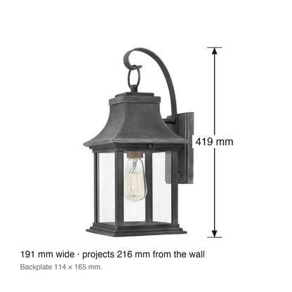 Adair Small 1 Light Exterior Wall Lantern by Hinkley dimensions in millimetres