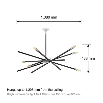 Archer Large 6 Light Chandelier by Hinkley dimensions in millimetres