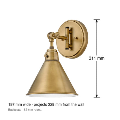 Arti Single Wall Sconce by Hinkley dimensions in millimetres