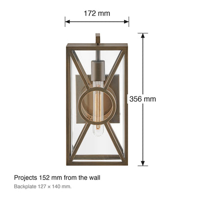 Brixton Exterior Wall Lantern by Hinkley dimensions in millimetres