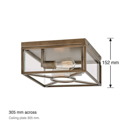 Brixton 2 Light Exterior Flush Ceiling Mount by Hinkley dimensions in millimetres