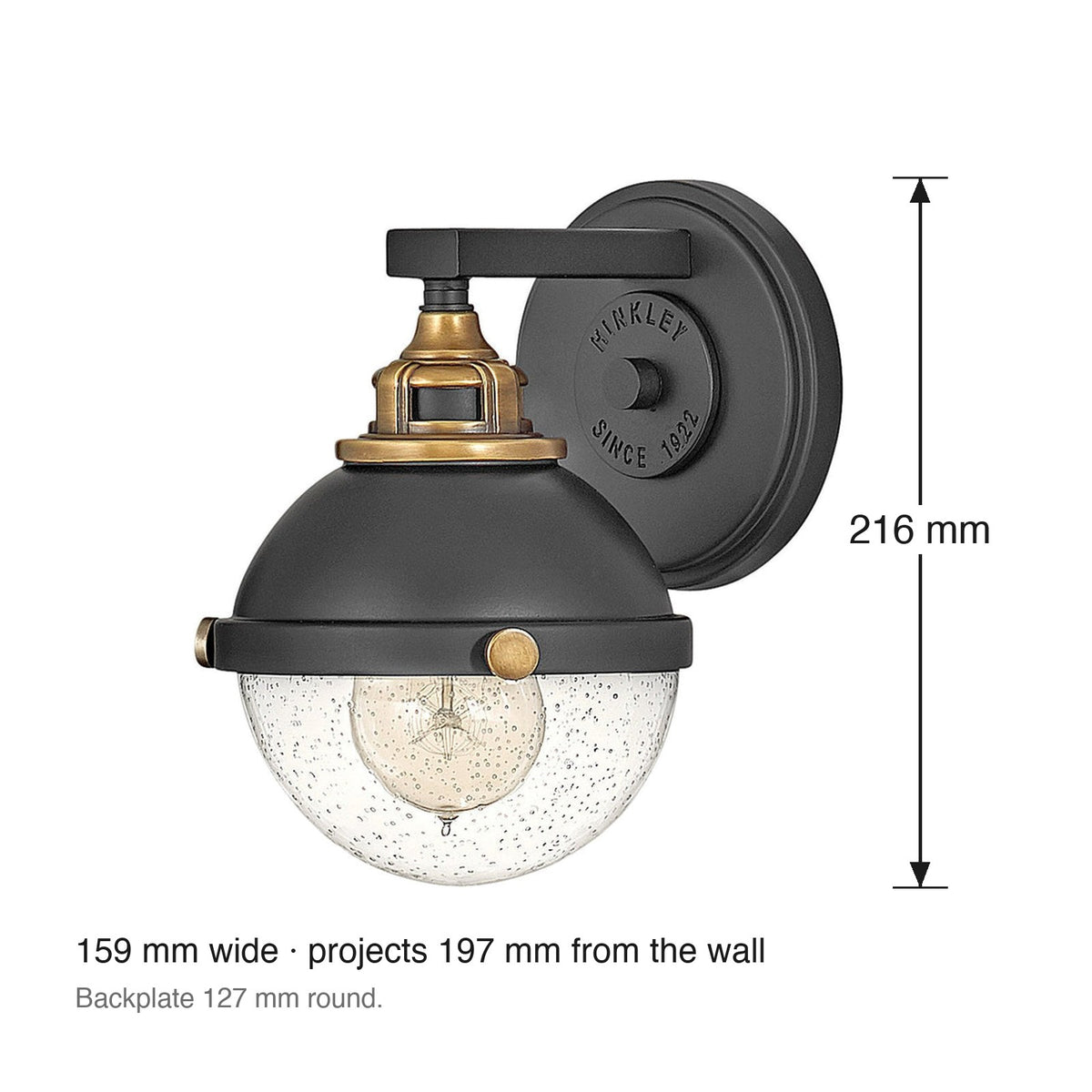 Fletcher Single Wall Bracket by Hinkley dimensions in millimetres
