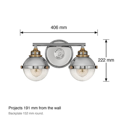 Fletcher 2 Light Wall Bracket by Hinkley dimensions in millimetres