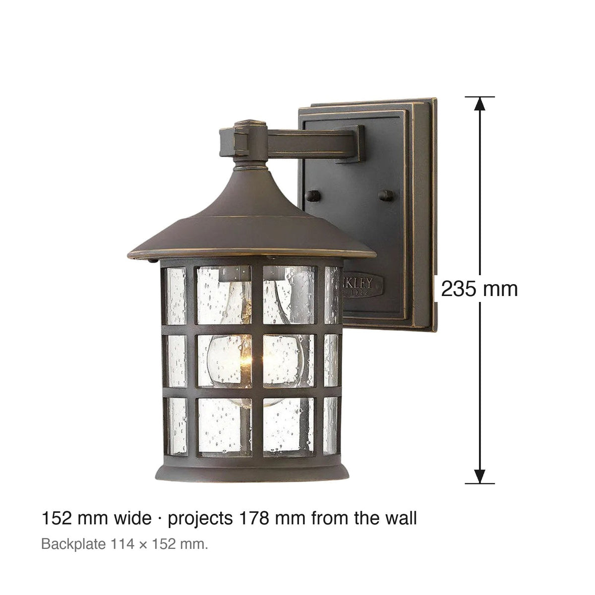 Freeport Exterior Lantern by Hinkley dimensions in millimetres