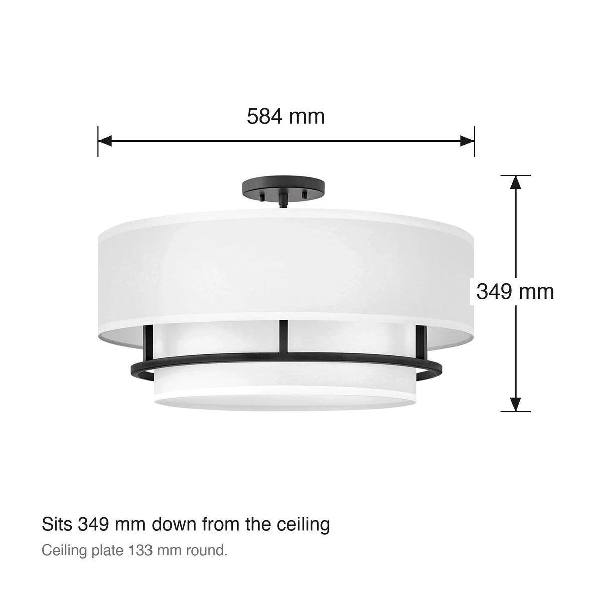 Graham 4 Light Semi-Flush Ceiling Mount by Hinkley dimensions in millimetres