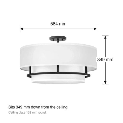Graham 4 Light Semi-Flush Ceiling Mount by Hinkley dimensions in millimetres
