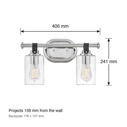 Halstead 2 Light Wall Sconce by Hinkley dimensions in millimetres