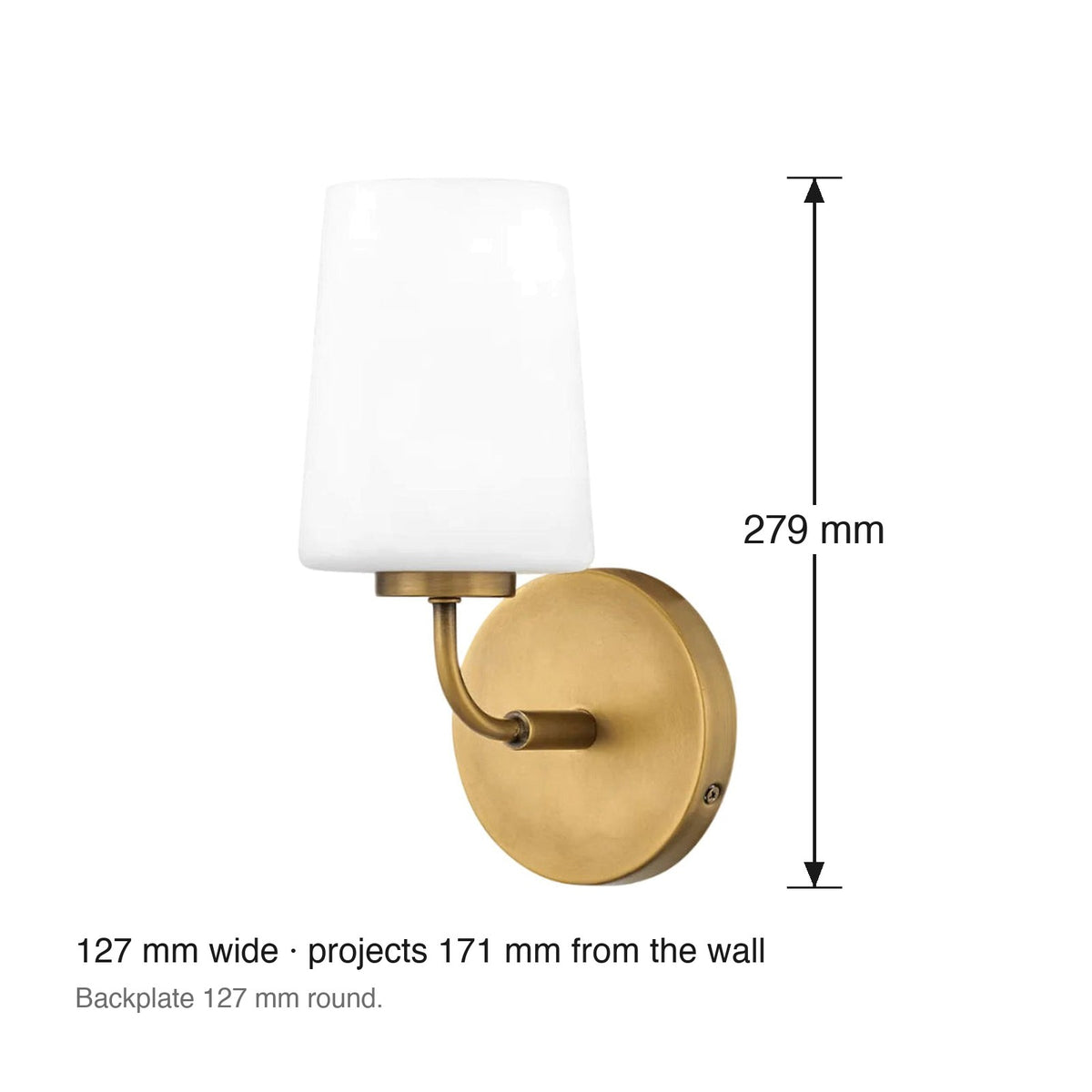 Kline Wall Sconce by Lark dimensions in millimetres