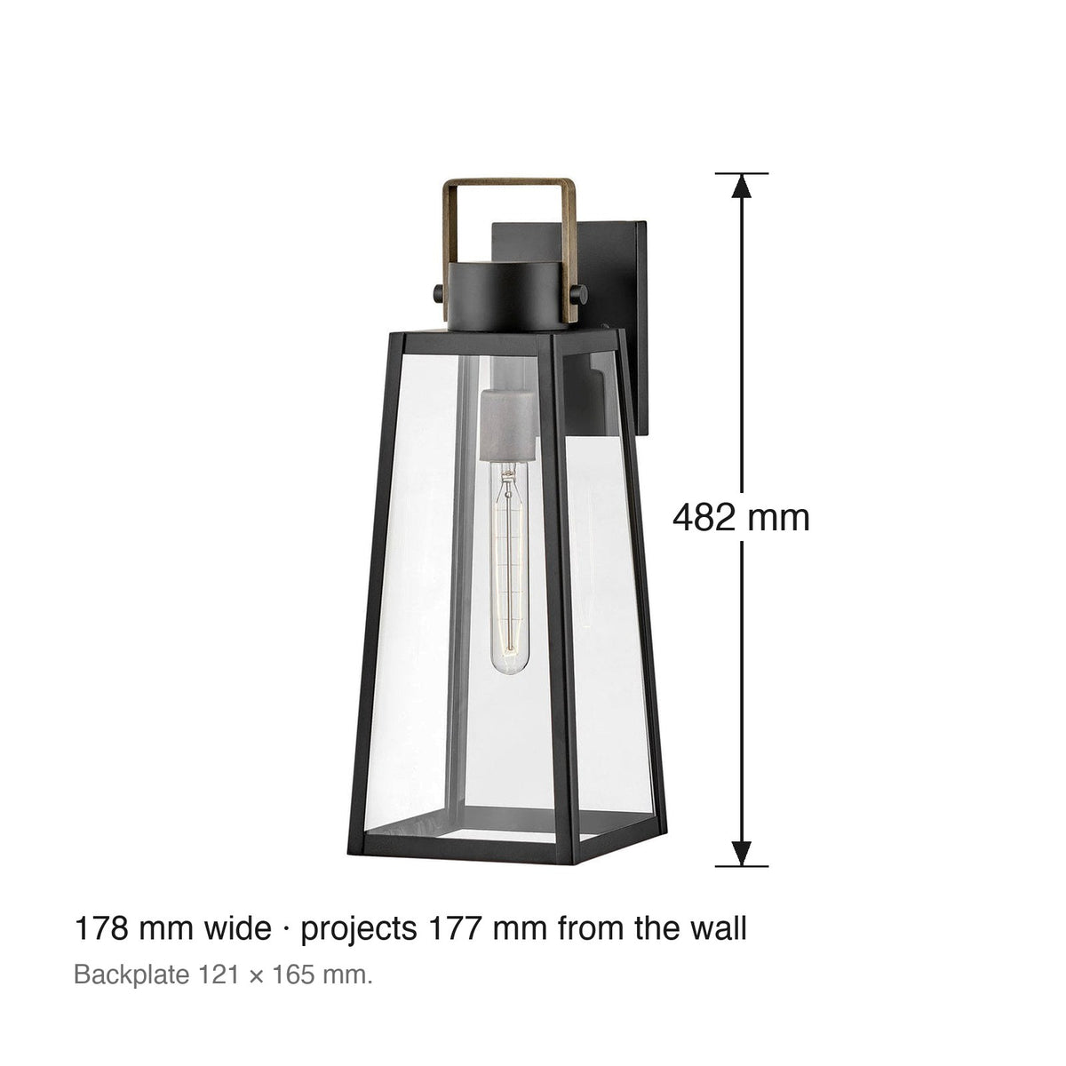 Hugh Large Exterior Wall Lantern by Lark dimensions in millimetres