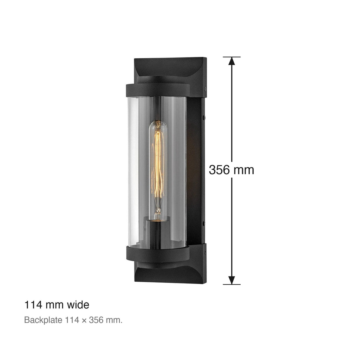 Pearson Exterior Wall Sconce by Hinkley dimensions in millimetres