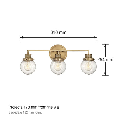 Poppy 3 Light Wall Bracket by Hinkley dimensions in millimetres