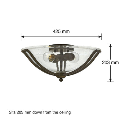 Bolla 2 Light Flush Ceiling Mount by Hinkley dimensions in millimetres