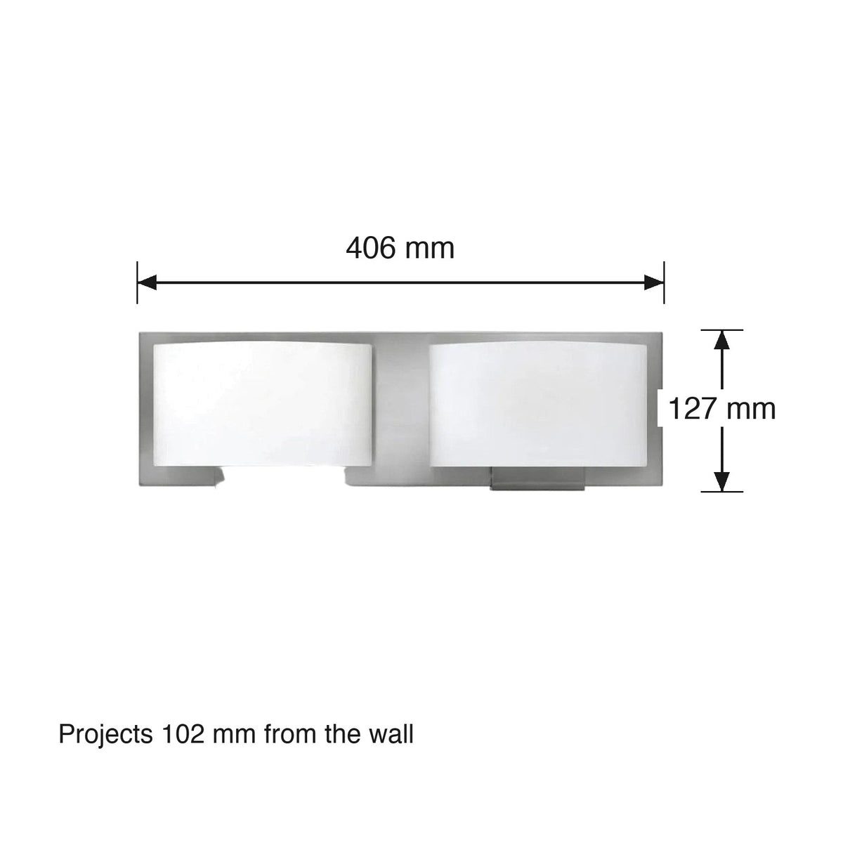 Mila 2 Light Vanity Wall Sconce by Hinkley dimensions in millimetres