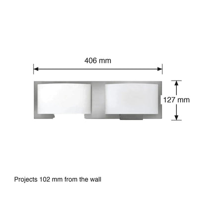 Mila 2 Light Vanity Wall Sconce by Hinkley dimensions in millimetres