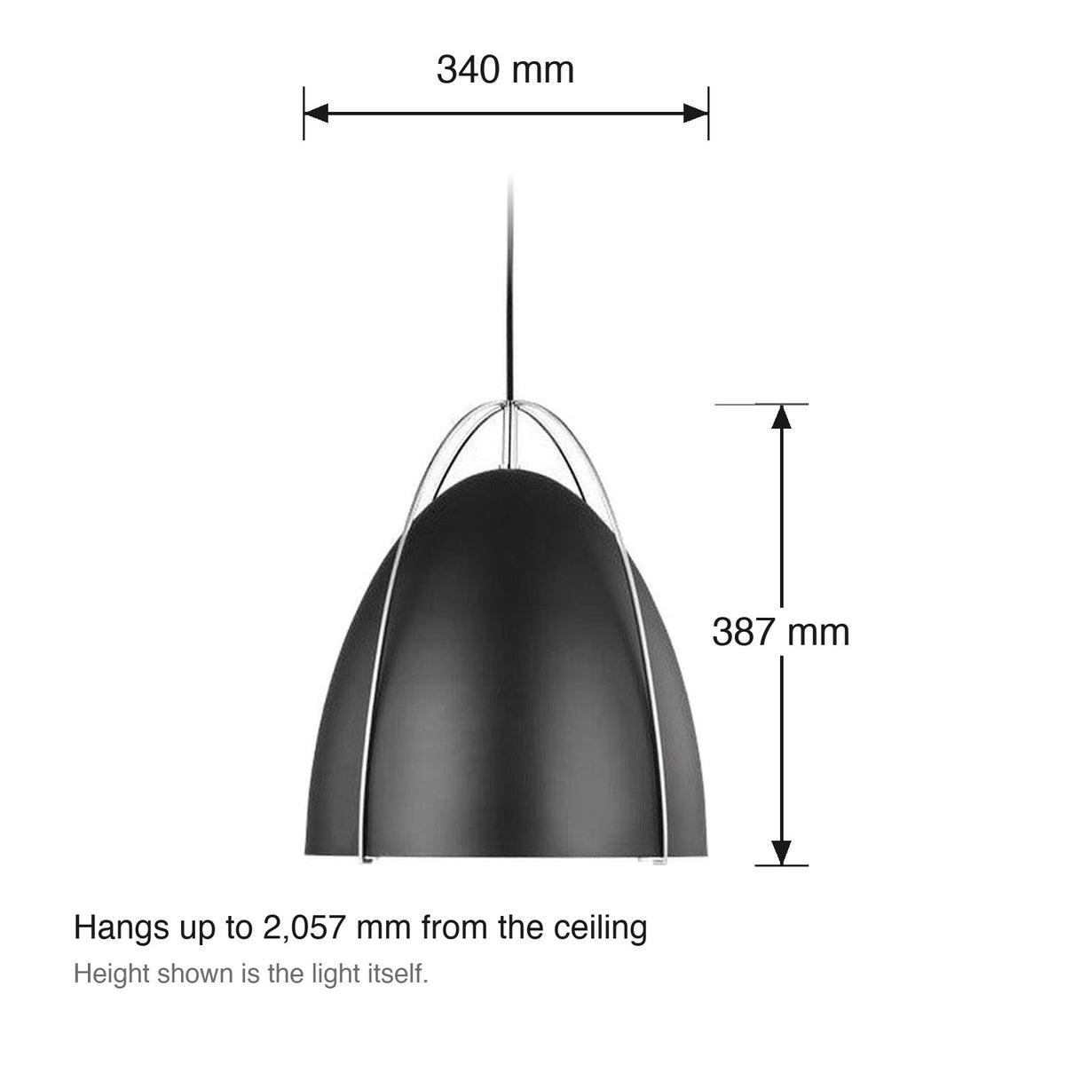 Norman Pendant by Visual Comfort dimensions in millimetres