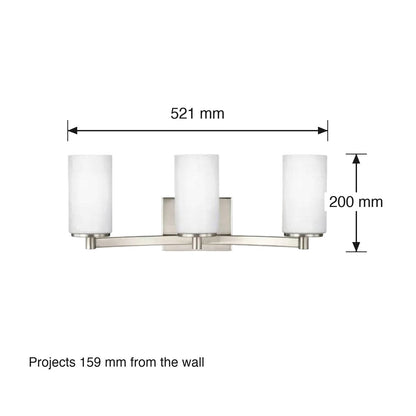 Hettinger 3 Light Wall Bracket by Visual Comfort dimensions in millimetres