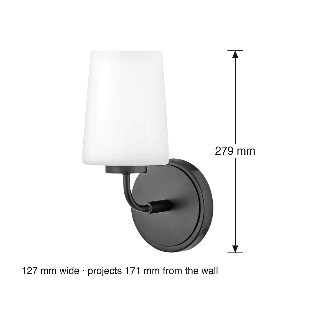 Kline Single Wall Sconce by Lark dimensions in millimetres