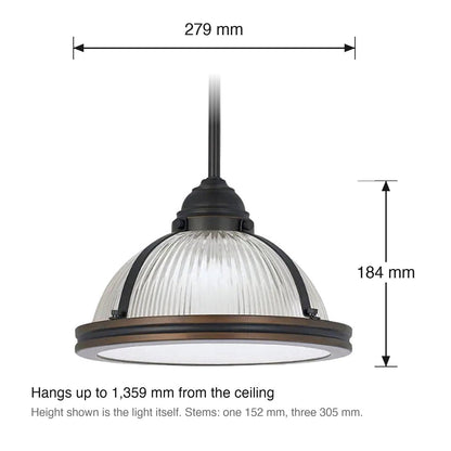 Pratt Street Single Pendant by Visual Comfort dimensions in millimetres