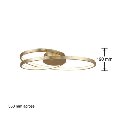 Pandino LED Ceiling Light in Gold dimensions in millimetres