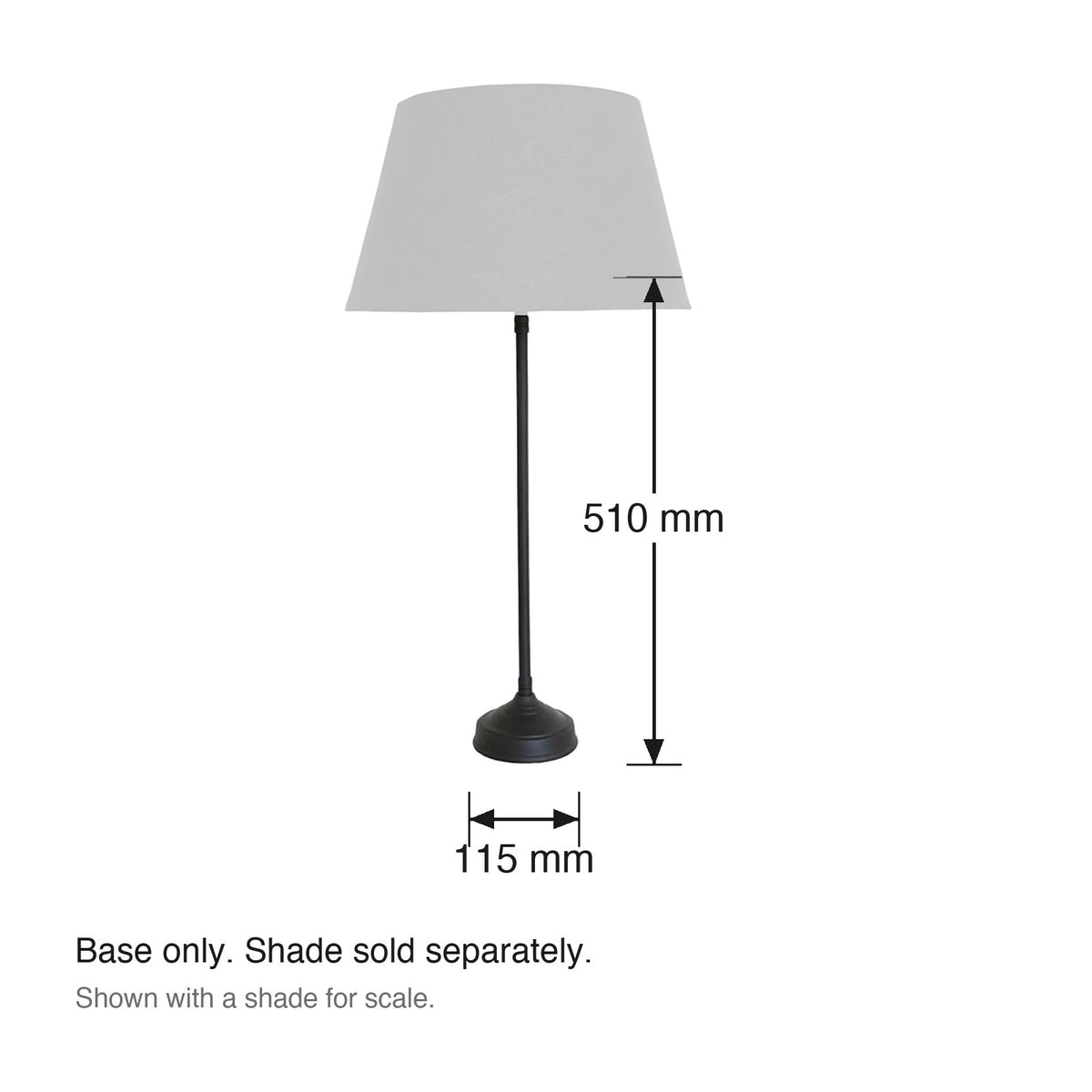 Parisian Style Candle Table Lamp Base dimensions in millimetres