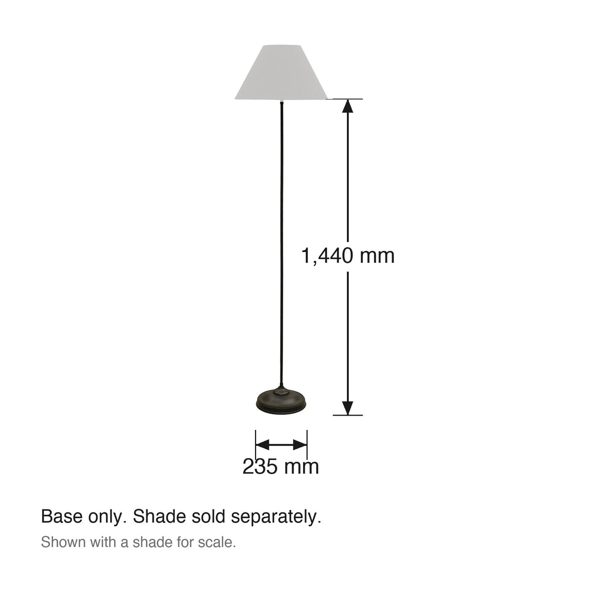 Parisian Style Floor Lamp Base dimensions in millimetres