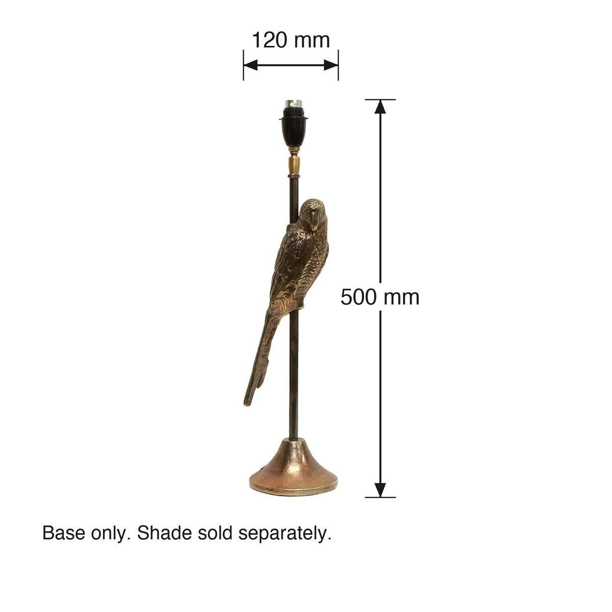 Parrot Antique Gold Table Lamp Base dimensions in millimetres