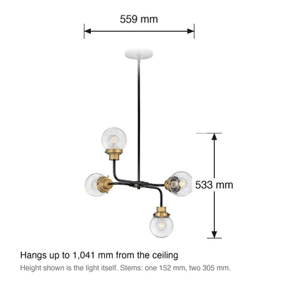 Poppy 4 Light Chandelier by Hinkley dimensions in millimetres