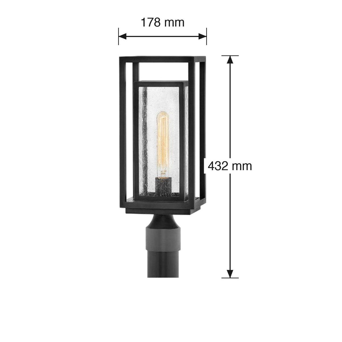 Republic Exterior Post Mount Lantern by Hinkley dimensions in millimetres