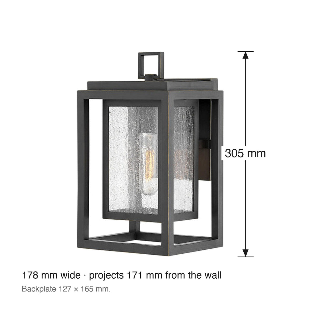 Republic Small Exterior Wall Lantern by Hinkley dimensions in millimetres