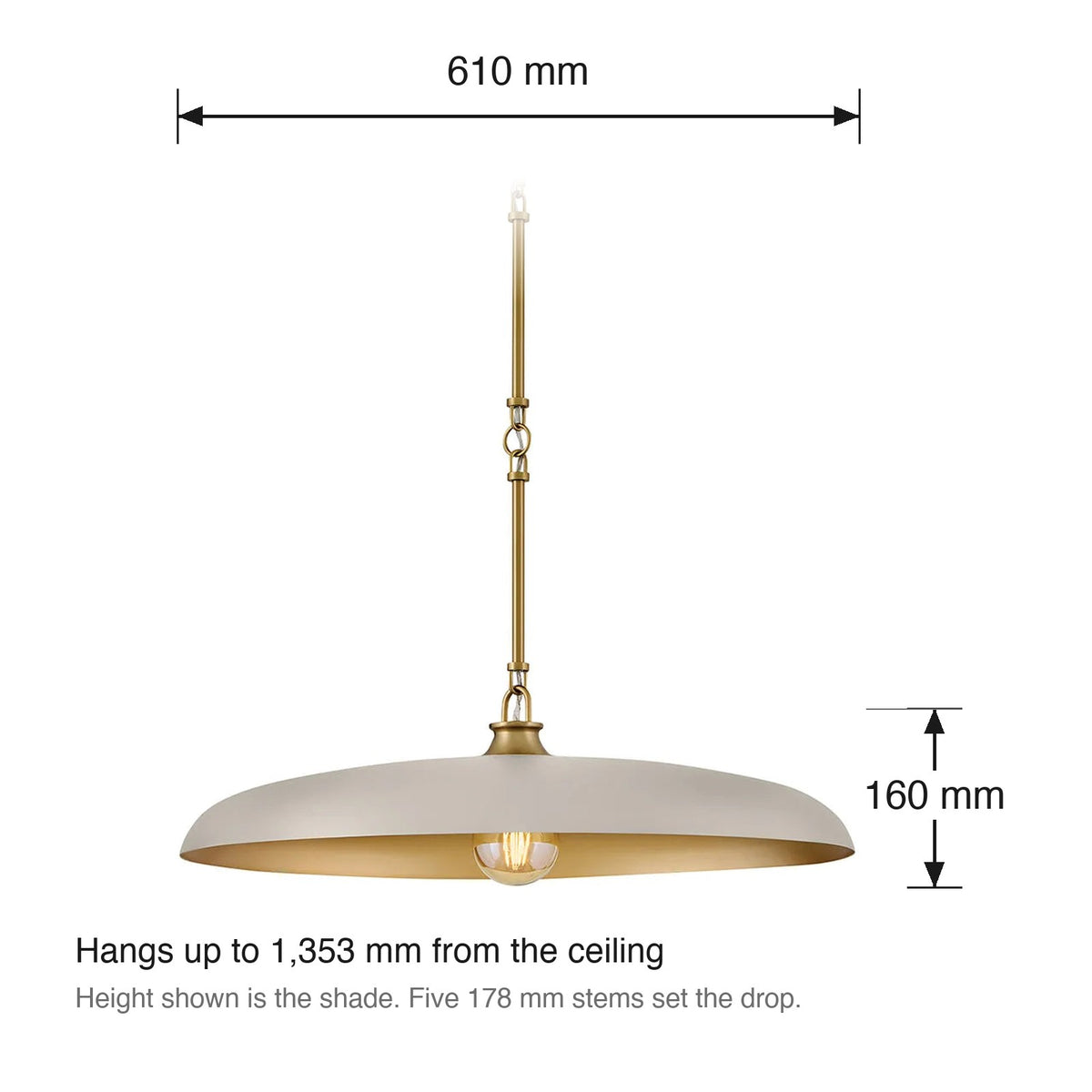 Sadie Large Pendant dimensions in millimetres