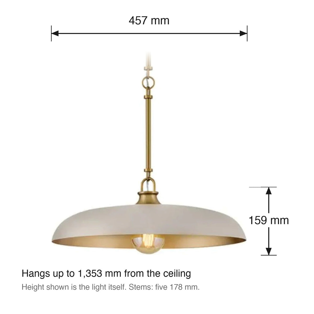 Sadie Medium Pendant by Hinkley dimensions in millimetres