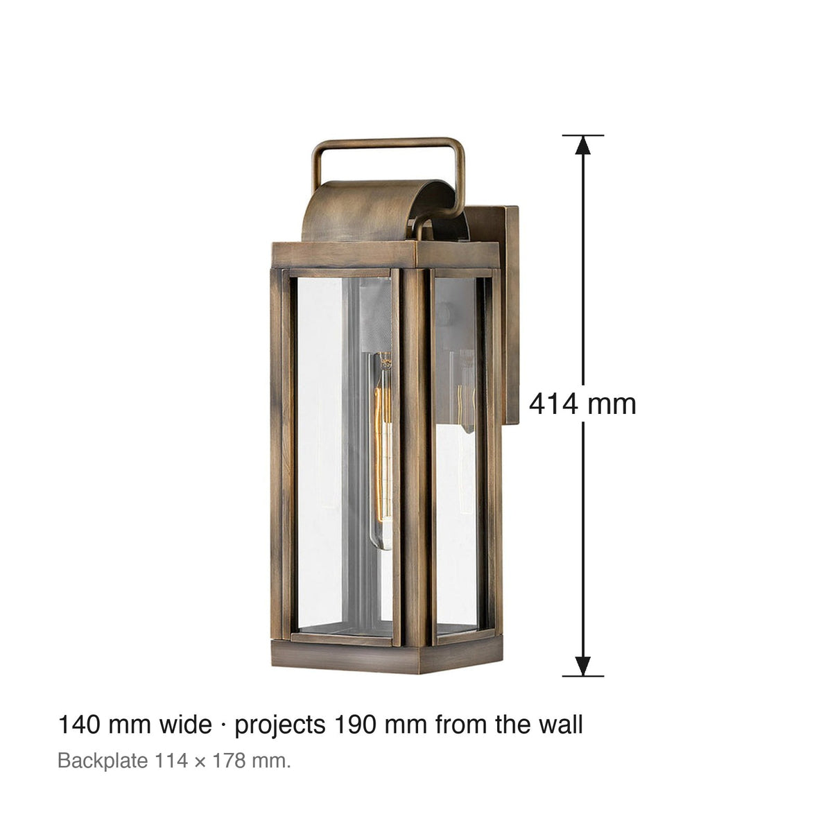 Sag Harbor 1 Light Exterior Wall Lantern by Hinkley dimensions in millimetres